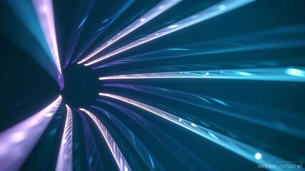 Abstract tunnel of glowing purple and blue light streaks - Powered by Adobe