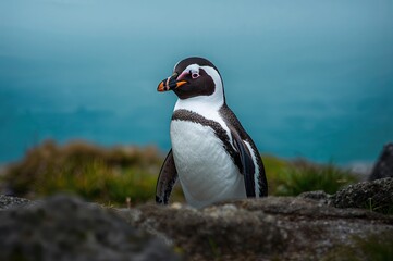 Obraz premium Wild Gentoo penguin in its natural habitat