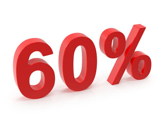 Red 3d 60 percentage symbol