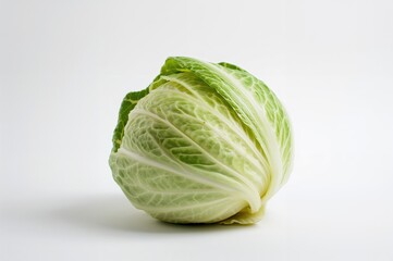 Fototapeta premium Close-up of fresh cabbage isolated on a white backdrop