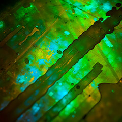 Abstract Green and Blue Fluid Lines on Background