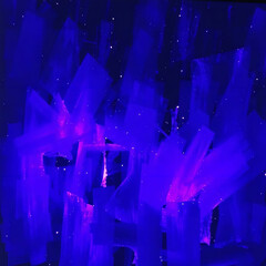 Abstract Image with Blue and Violet Brushstrokes and White Spots