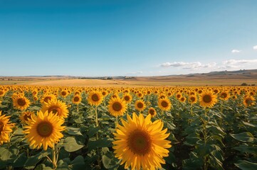 Obraz premium Sunflower Meadows Bathed in Gold