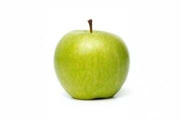 Isolated Green Apple Set Against a White Backdrop with Complete Depth of Field