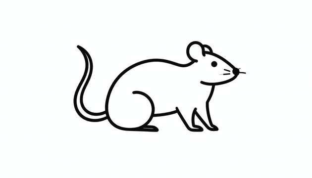Rat animal isolated icon vector illustration design on white background, simple rat silhouette symbol, rodent graphic isolated, minimal rat icon artwork for logo, pet rat symbol design isolated