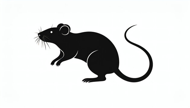 Rat animal isolated icon vector illustration design on white background, simple rat silhouette symbol, rodent graphic isolated, minimal rat icon artwork for logo, pet rat symbol design isolated - Powered by Adobe