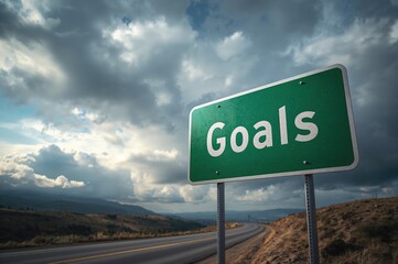 Green Directional Sign Under a Moody Sky