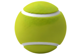 Bright yellow tennis ball isolated on black for sports and fitness concepts isolated on transparent background