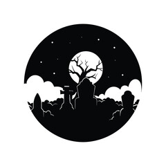 Halloween Haunted Cemetery Symbol vector illustration