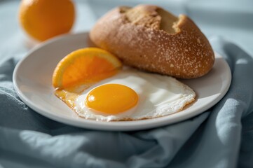 Close-up shot of a cooked egg sunny side up