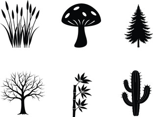Tree silhouette sets vector illustration isolated