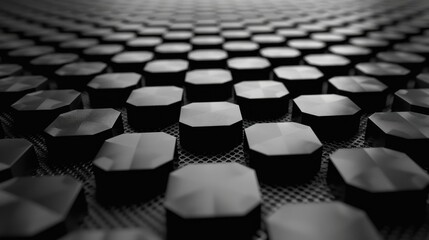 Fototapeta premium Hex Pattern Grayscale Carbon Fiber 3D Clean Seamless Texture Modern Abstract