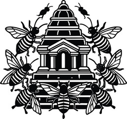 Abstract futuristic geometric pattern with subtle gradients and light effects isolated on transparent background