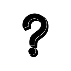Blue question mark icon with shadow vector graphic silhouette