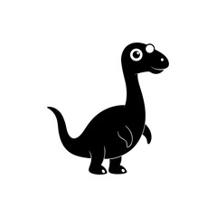 Green toy dinosaur with cartoon eyes vector illustration silhouette