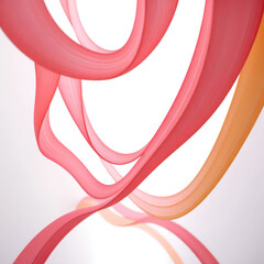 Abstract Ribbons Pink and Orange with Reflection