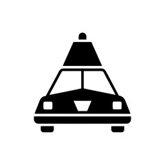 Stylized yellow taxi icon with roof light vector graphic silhouette