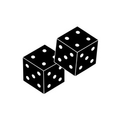 Glossy black dice pair white dots angled vector illustration silhouette