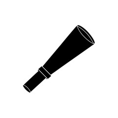 Black flashlight with diagonal light beam vector illustration silhouette