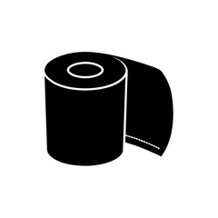 Scalable vector illustration of a white toilet paper roll icon silhouette