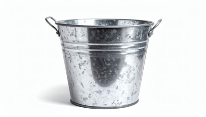 Rustic iron metal bucket isolated on white background, vintage farmhouse bucket illustration, antique metal container design, decorative rustic iron pail graphic isolated