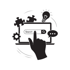 SEO Optimization Icon with Magnifying Glass and Puzzle Piece