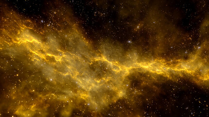 Celestial River of Light Golden Nebula Illuminates the Cosmic Expanse with Shimmering Star Dust