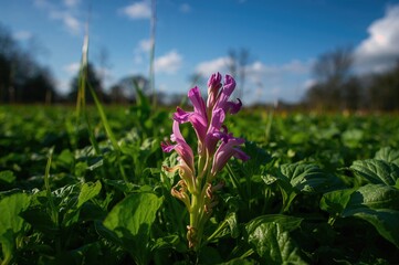 Obraz premium Spinach blossoms glowing under radiant sunlight