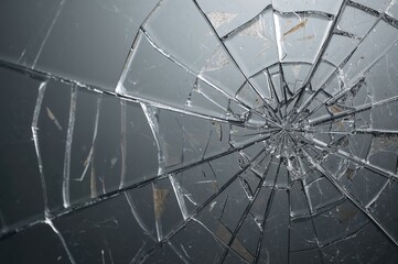 Cracked glass pattern on a gray backdrop