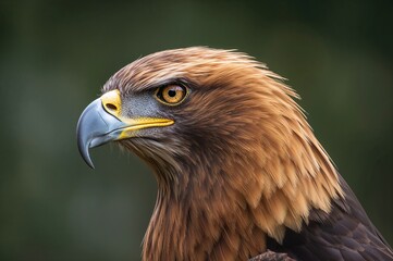 Fototapeta premium Close-up of a Golden Eagle's head with intense eyes and open beak, viewed from the right side