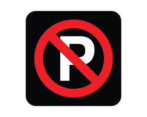 No Parking pictogram with crossed-out “P” symbol – minimal signage icon for traffic regulation, civic zones, and legal compliance environments – High-Quality Vectorial Stock Image
