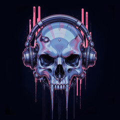 skull in headphones