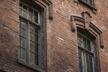 Naklejka premium Section of an old architectural exterior showcasing windows