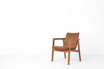 Fototapeta premium Modern chair front view displayed against a plain white background for interior decoration or graphic use