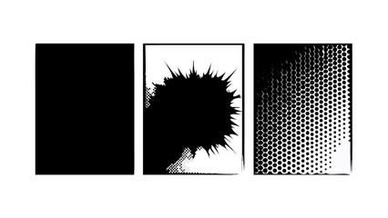 Black and white halftone pattern design with abstract shapes and modern art in monochrome style concept art