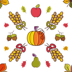 Autumn Fruit Harvest Flat Seamless Pattern