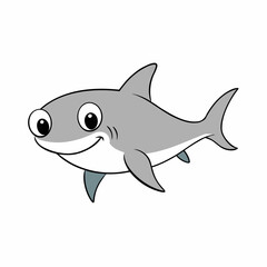Cartoon gray shark with a smile