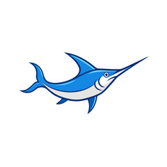 Obraz premium Blue marlin fish cartoon illustration