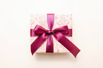 Present wrapped with ribbon against a white backdrop
