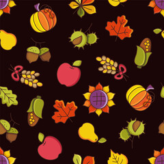 Dark Cozy Autumn Harvest Repeating Pattern