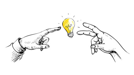 Hands idea lightbulb inspiration creative innovation solution concept creativity thinking brainstorming design drawing