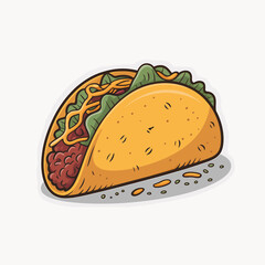 Delicious taco with meat and vegetables isolated on white background