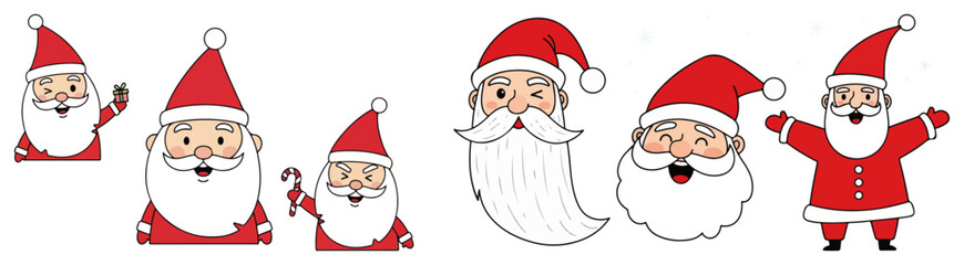Cartoon Santa Claus Character Set for Christmas Holiday