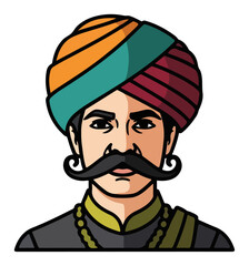 Traditional Indian Man with a Turban and Mustache