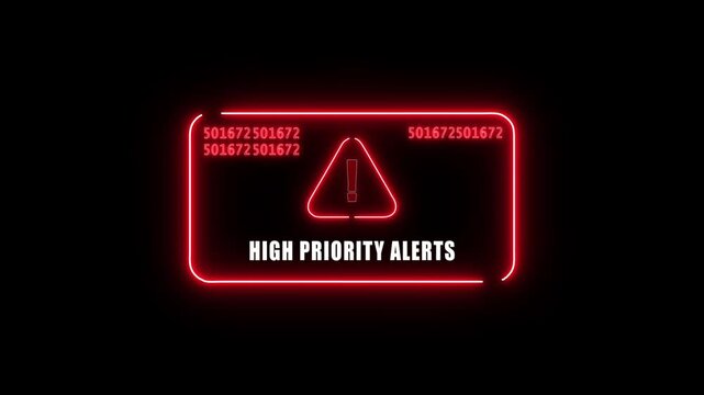  high priority alerts Alert. Warning security breach computer hacking warning message hacked Warning symbol on the screen privacy protection data hacking malware virus Danger sign. 