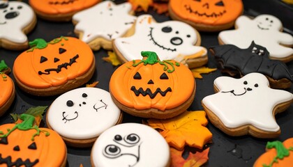 Halloween cookies on a tray