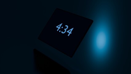Digital futuristic tablet render with clock interface glowing