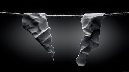 Abstract shapes hanging from string