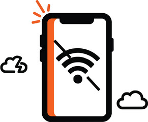 no wifi signal connection error phone vector illustration