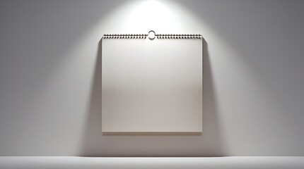 professional photo of a highly detailed photorealistic product image of a blank calendar hanging on a plain white wall, isolated with balanced and soft studio illumination.